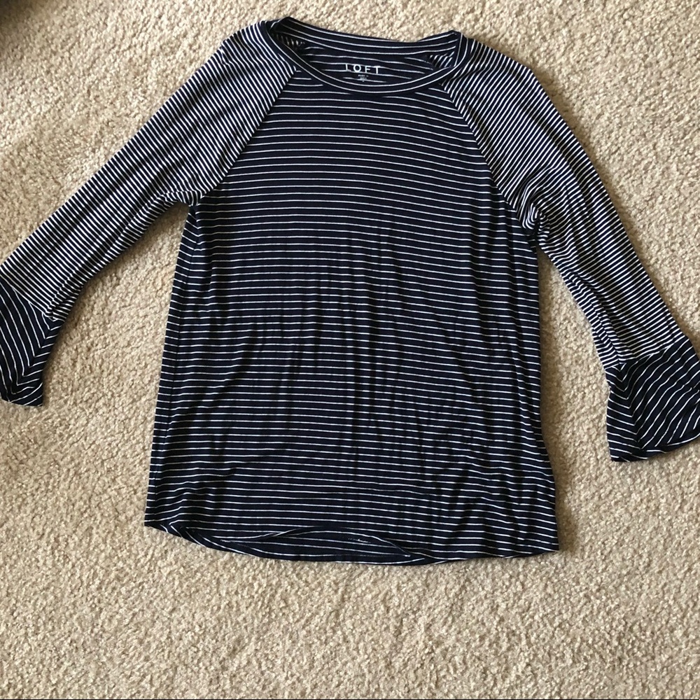 LOFT striped contrast bell sleeve top